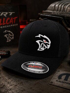 Dodge Hellcat Supercharged Hat Flexfit Solid Cotton Hat Mopar SRT multiple sizes